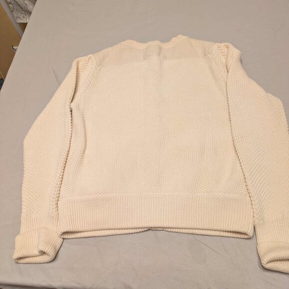 Gap Knitted 6 Button Cardigan Womens M Cream w/ Elastic Waist & Sleeves Cuffs - Picture 6 of 11